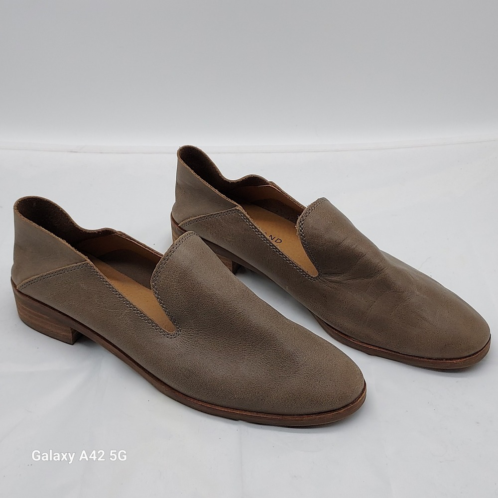 Lucky Brand Cahill Taupe Leather Loafers Slip On Flats Womens 8 M LK-CAHILL